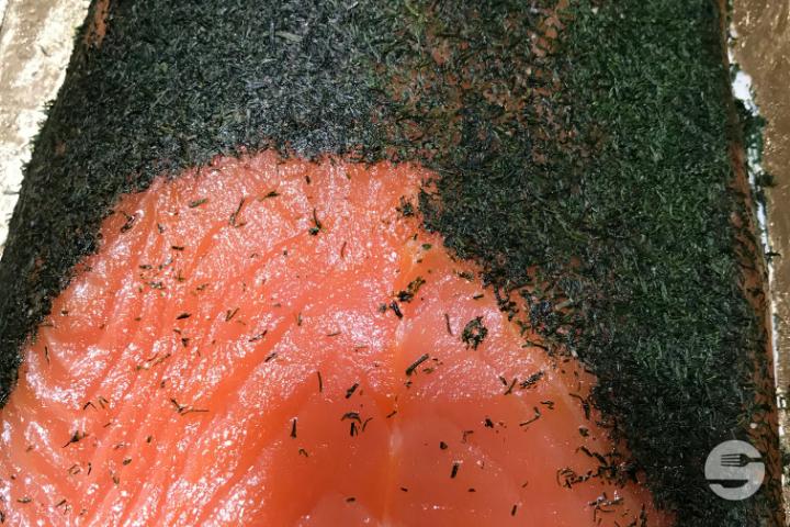 Salmon marinated in dill