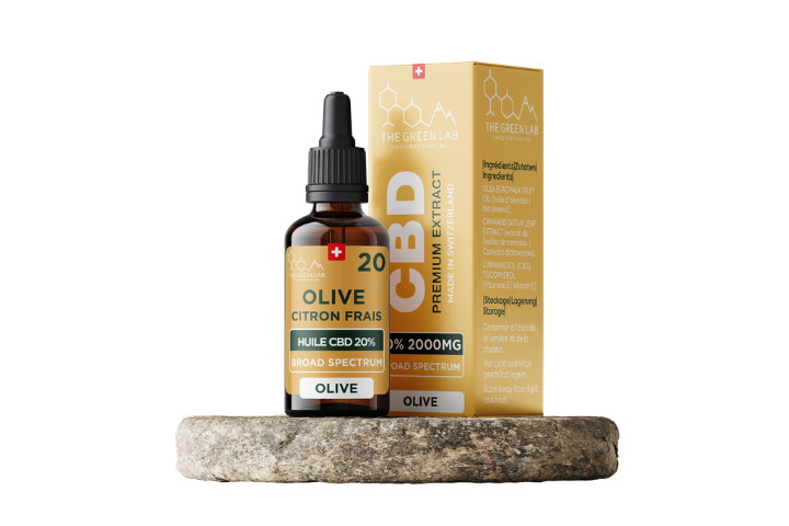 [THE GREEN LAB] Huile Olive Citron Broad Spectrum THC<0% CBD<20% - 10ml