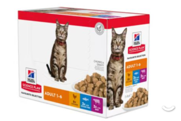 HILLS cat adult 1-6 chicken fish beef